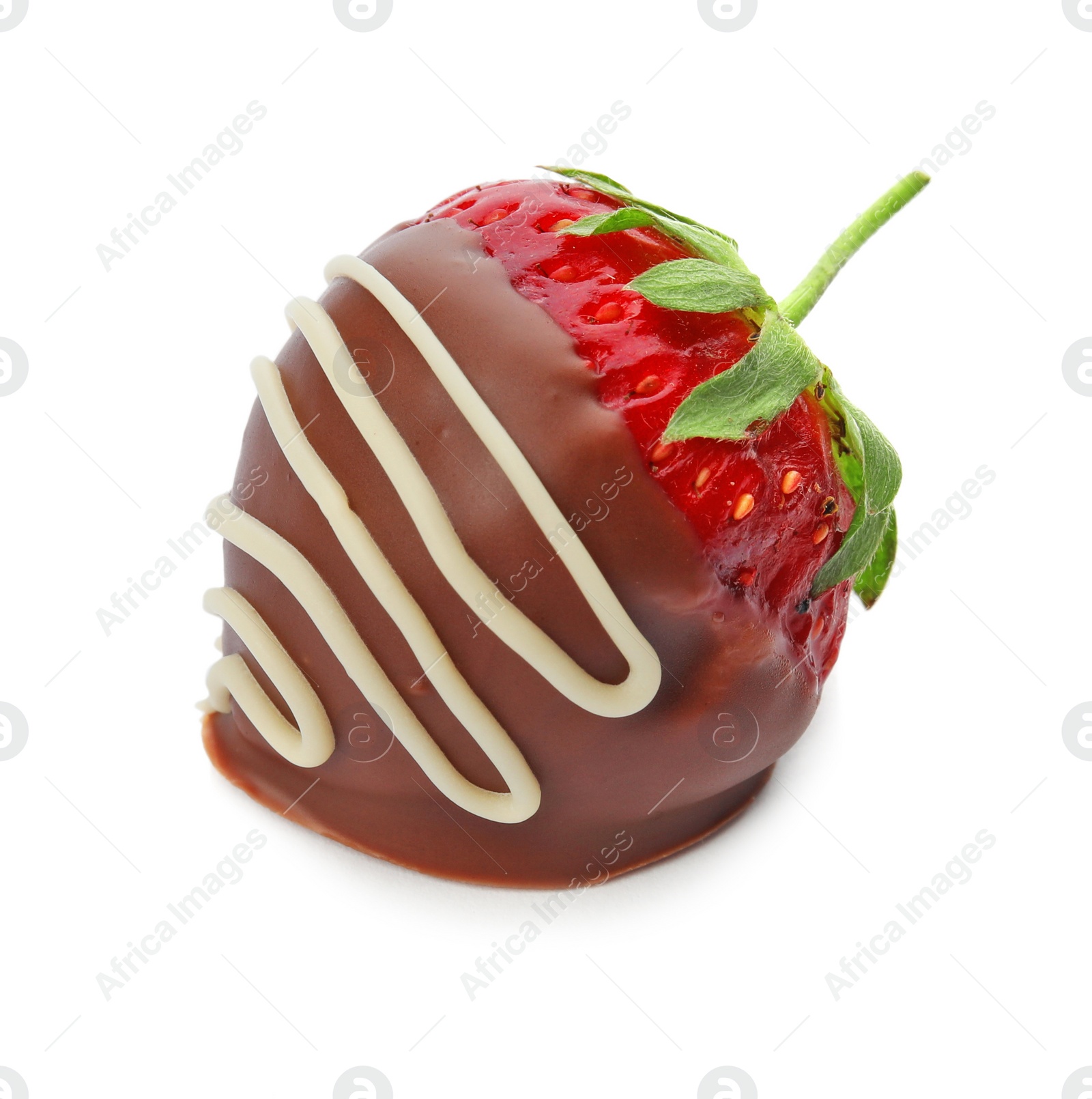 Photo of Delicious chocolate covered strawberry on white background