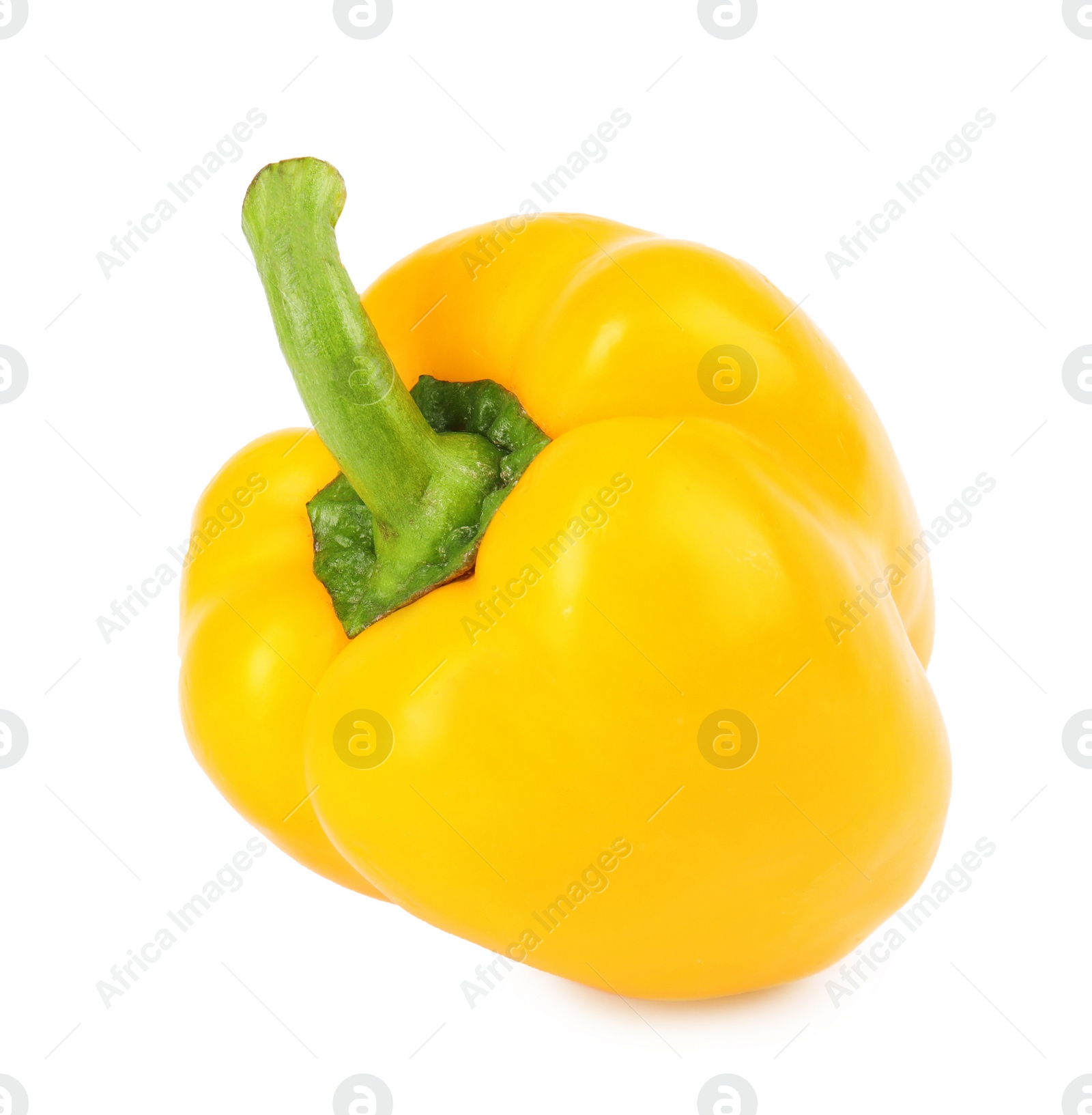 Photo of Ripe yellow bell pepper isolated on white