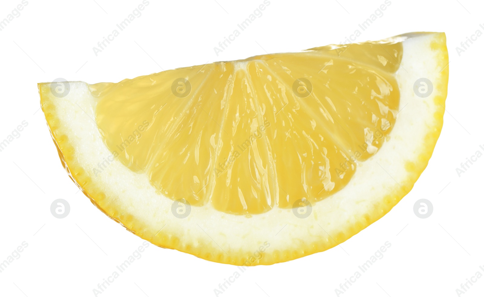 Photo of Slice of fresh lemon isolated on white