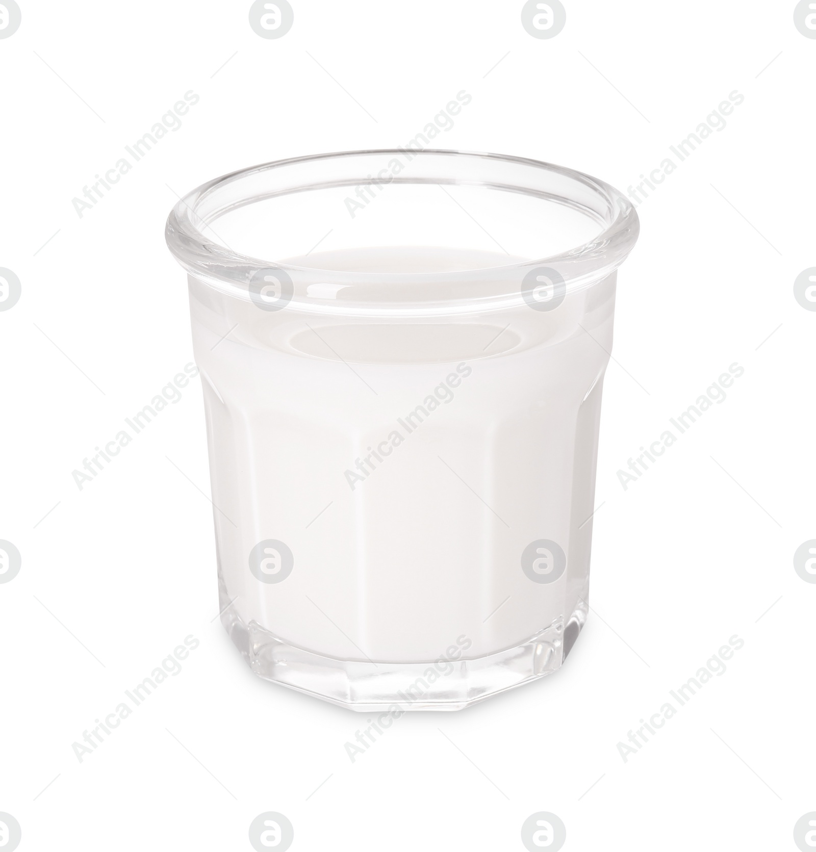 Photo of Glass of tasty milk isolated on white