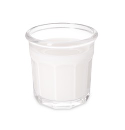 Photo of Glass of tasty milk isolated on white