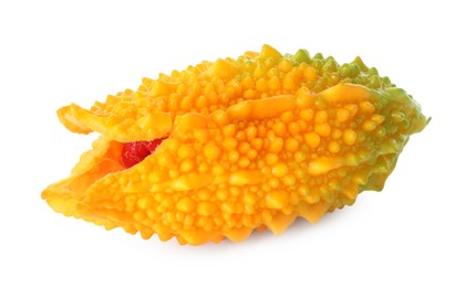 Fresh ripe bitter melon on white background