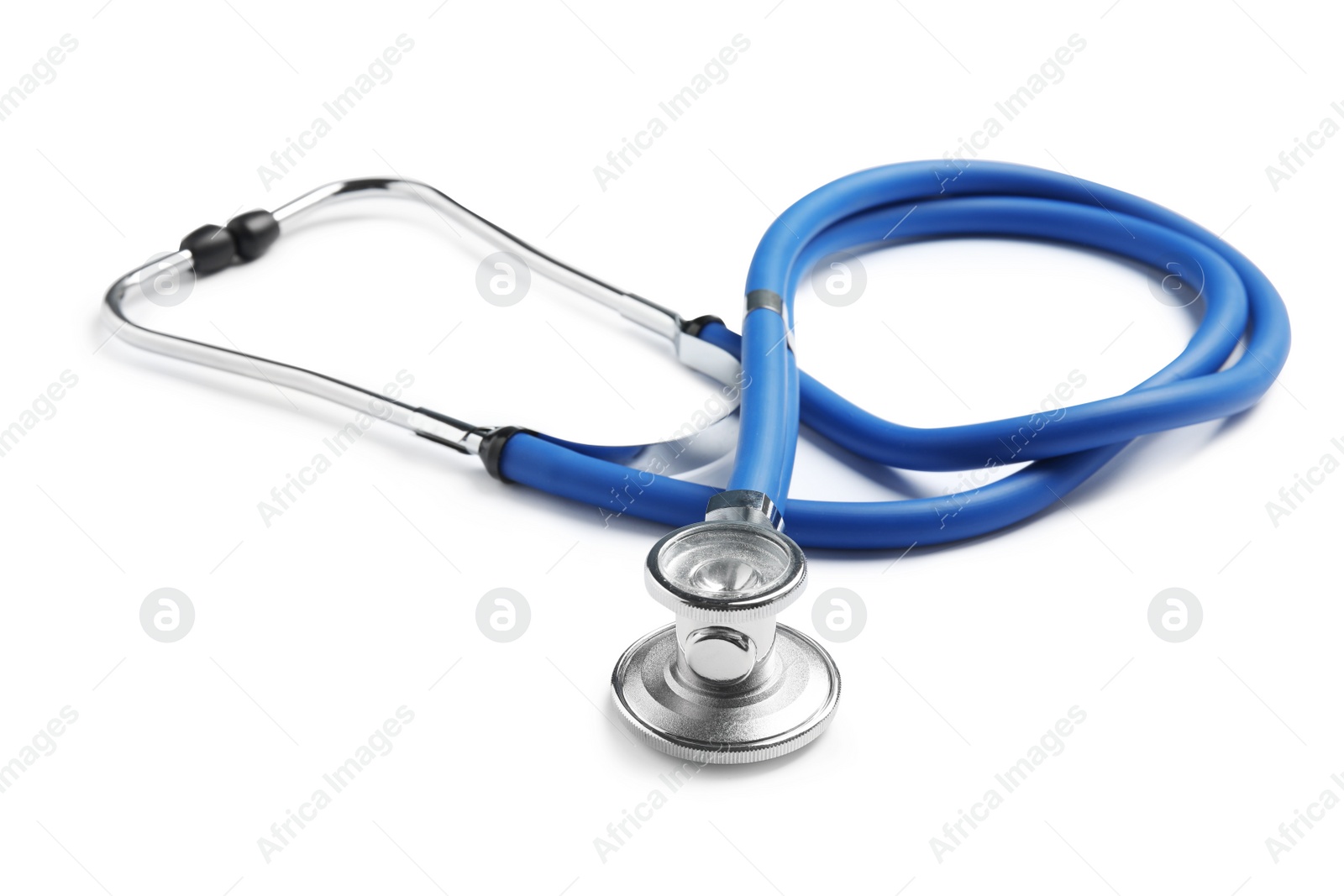 Photo of Modern stethoscope isolated on white. Medical tool