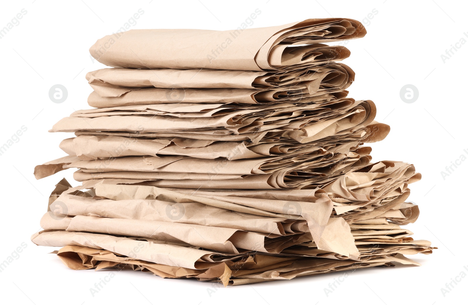 Photo of Stack of waste paper isolated on white