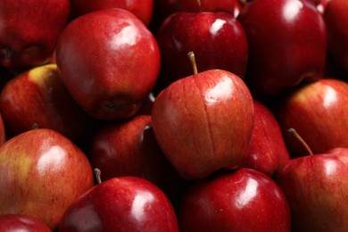 Fresh ripe red apples as background, closeup