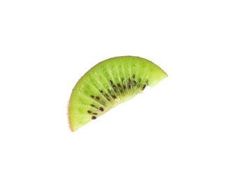 Slice of fresh ripe kiwi isolated on white