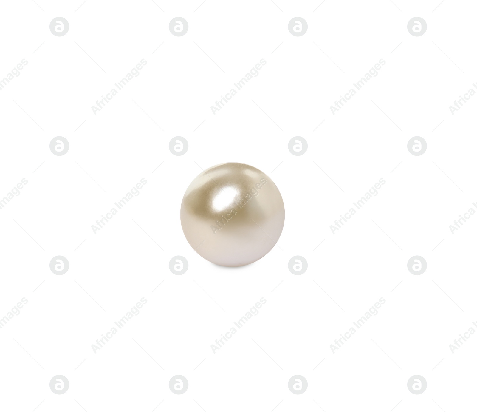 Photo of One beautiful oyster pearl on white background