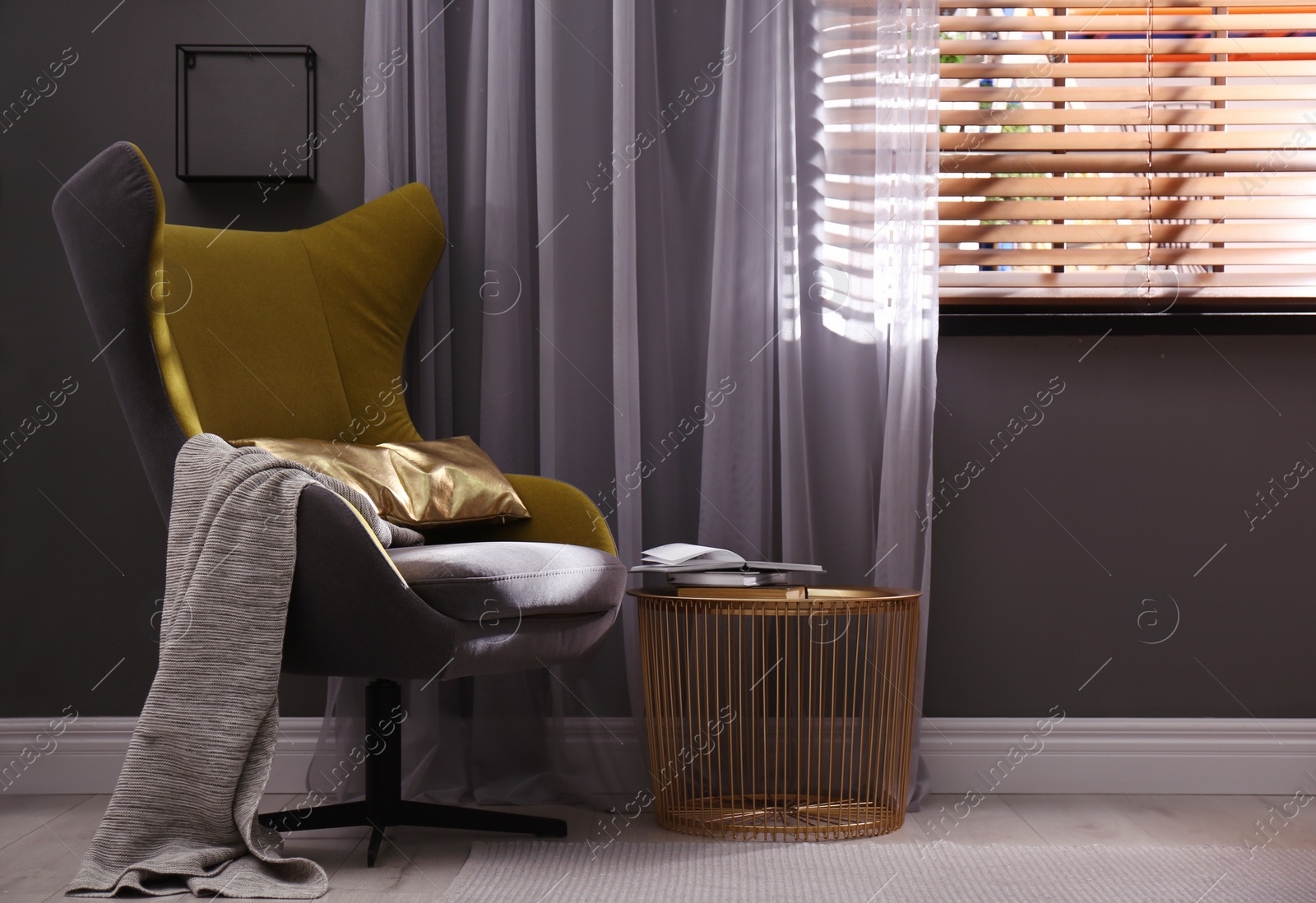 Photo of Beautiful curtains on window in stylish room interior