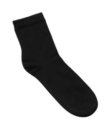 Black sock isolated on white, top view