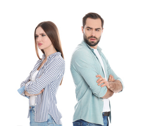 Photo of Couple with relationship problems on white background