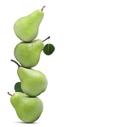 Image of Tasty fresh ripe pears on white background