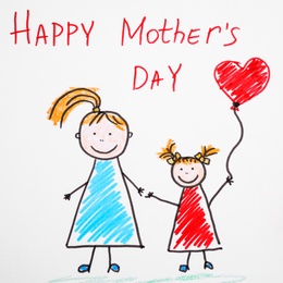 Photo of Handmade greeting card for Mother's Day and pencil, top view