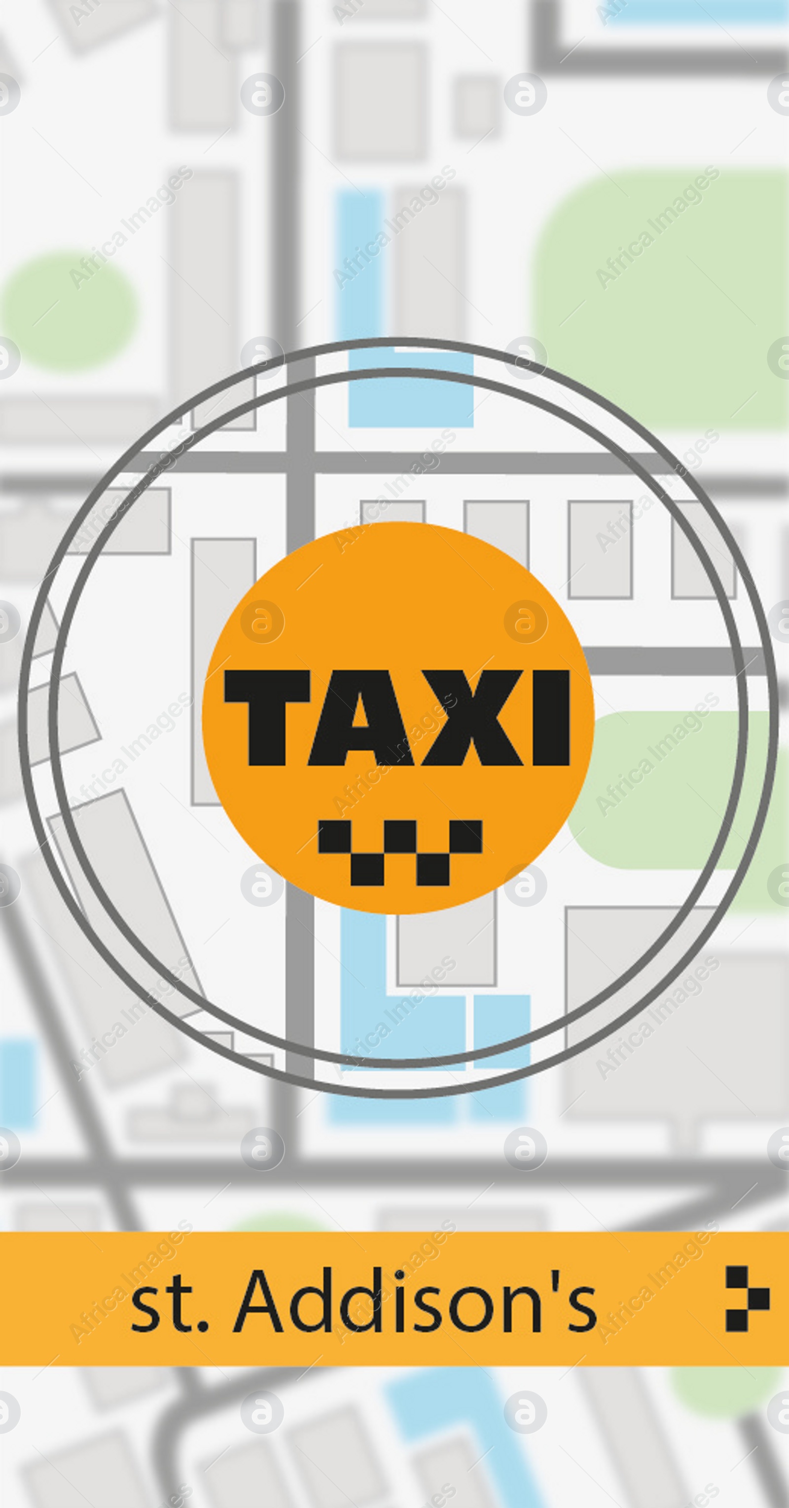 Illustration of  online taxi application for smartphone