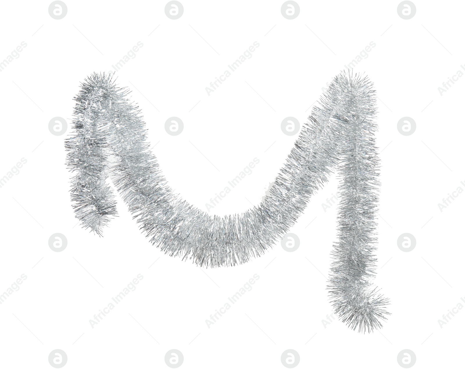 Photo of Shiny tinsel isolated on white. Christmas decoration