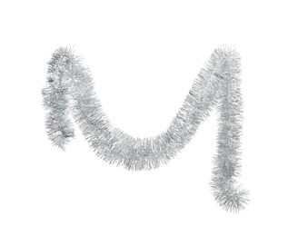 Shiny tinsel isolated on white. Christmas decoration