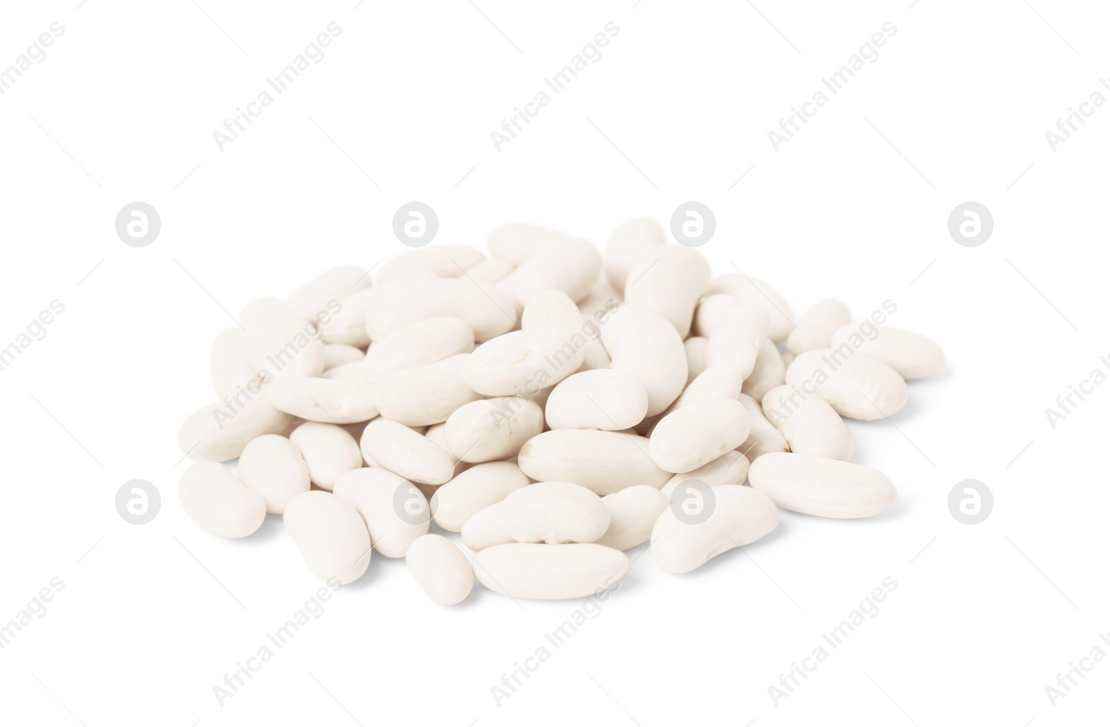 Photo of Pile of raw beans on white background. Vegetable planting