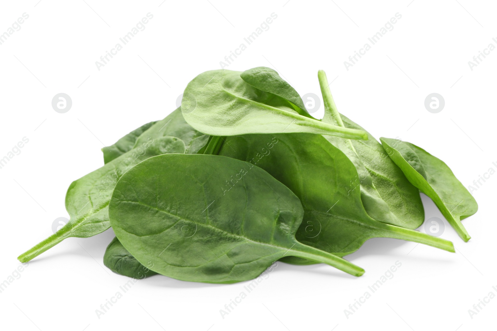 Photo of Pile of fresh spinach leaves isolated on white