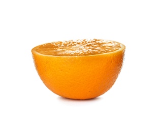 Half of ripe orange isolated on white