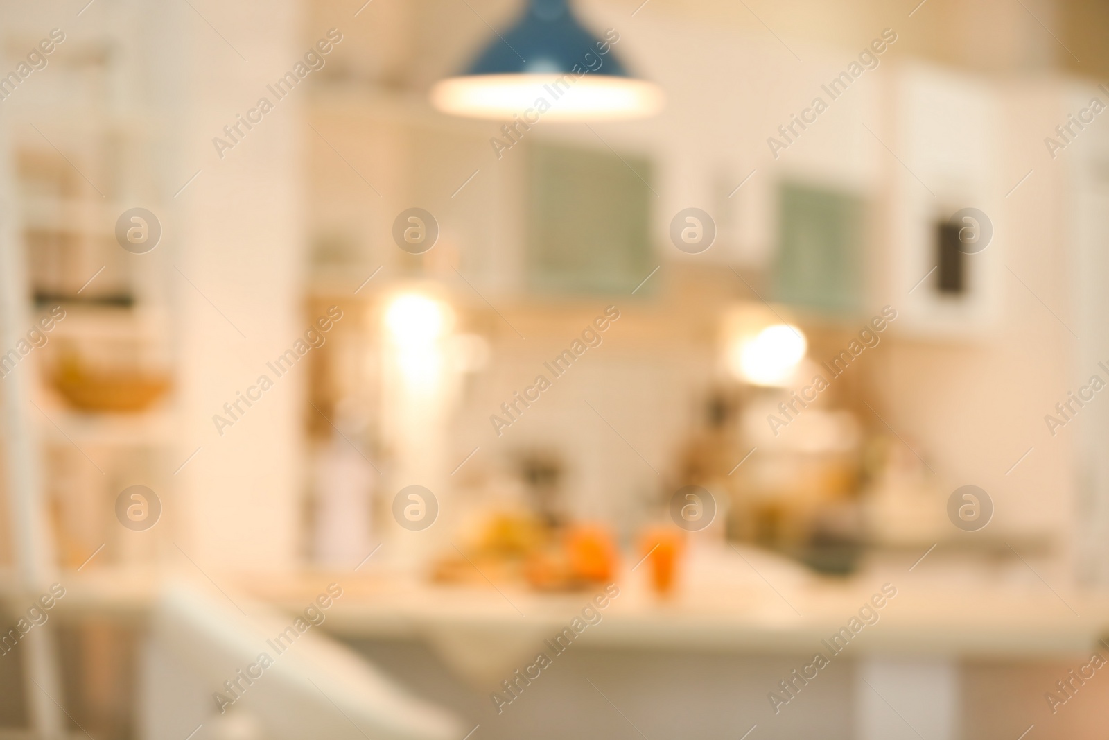 Photo of Modern kitchen interior, blurred view