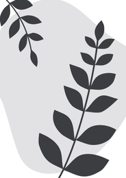 Illustration of Beautiful image with leaves and abstract shape in grey shades. Floral design