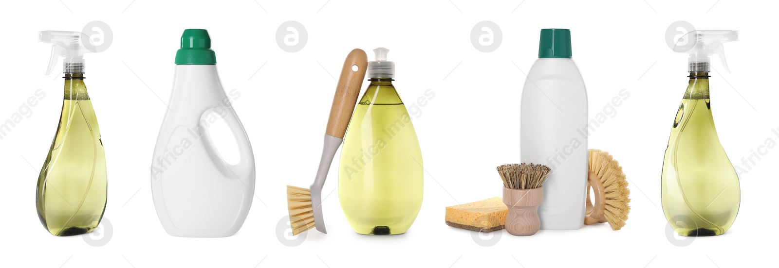 Image of Set of eco-friendly cleaning products isolated on white