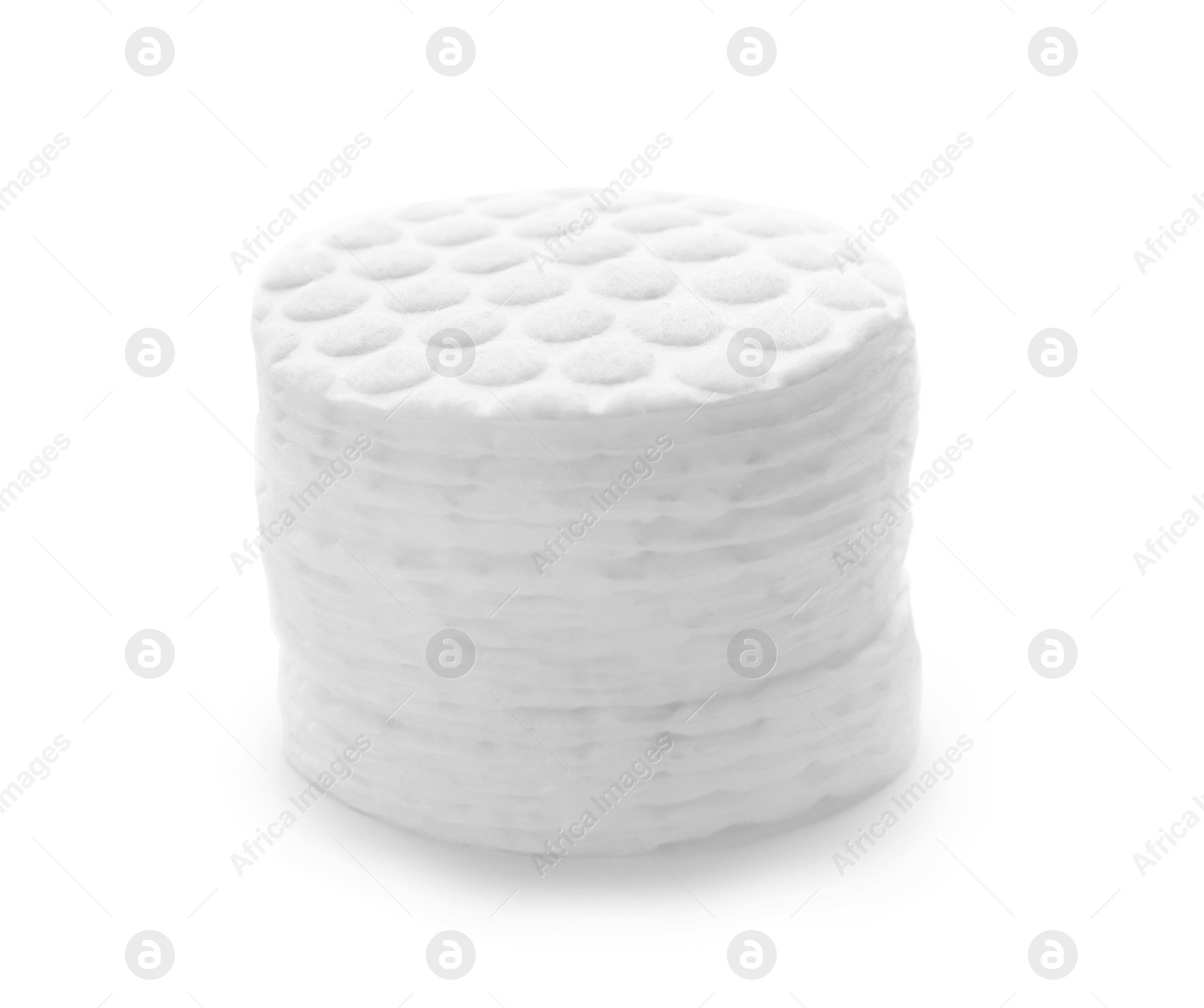 Photo of Stack of cotton pads on white background