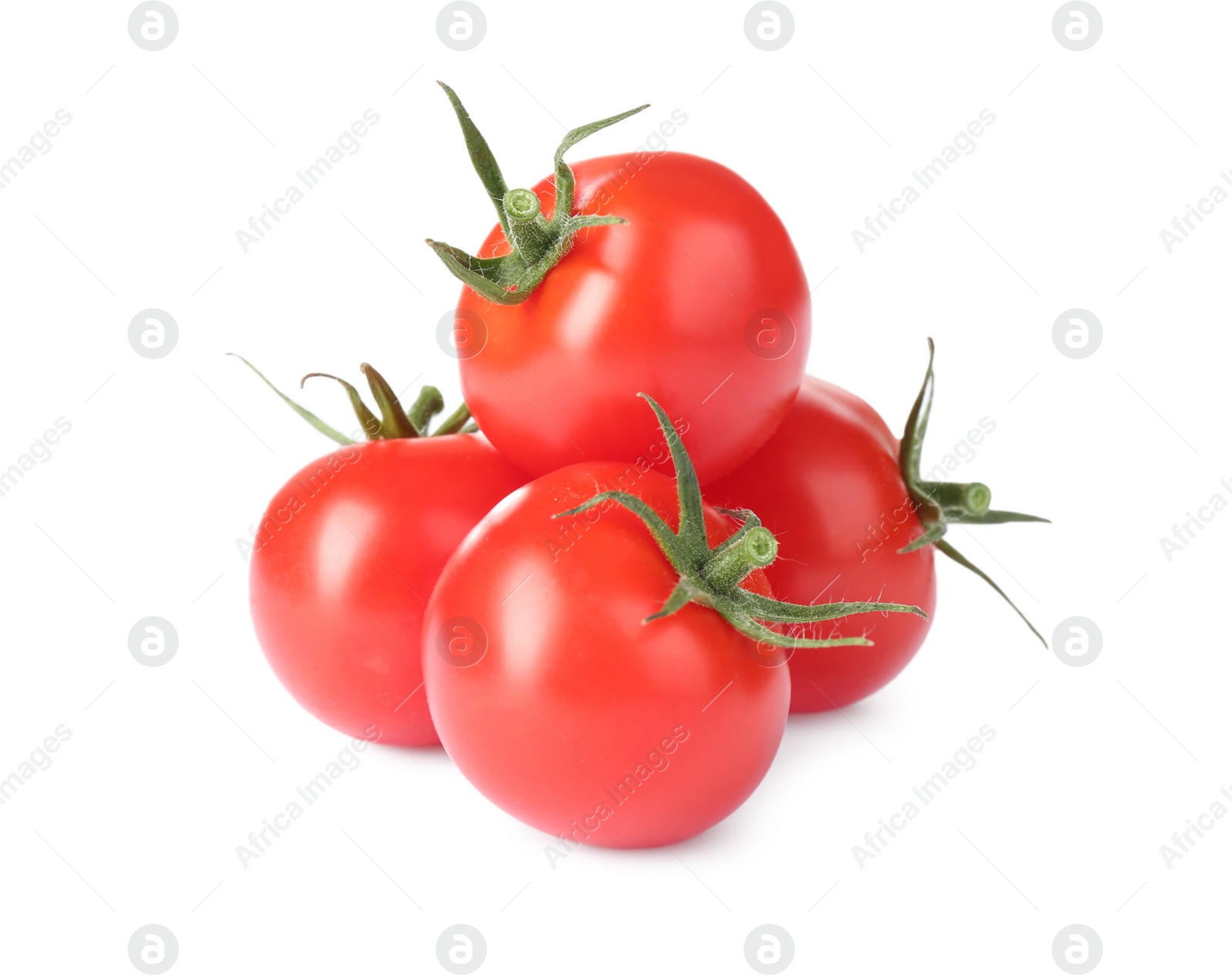 Photo of Tasty fresh raw tomatoes isolated on white