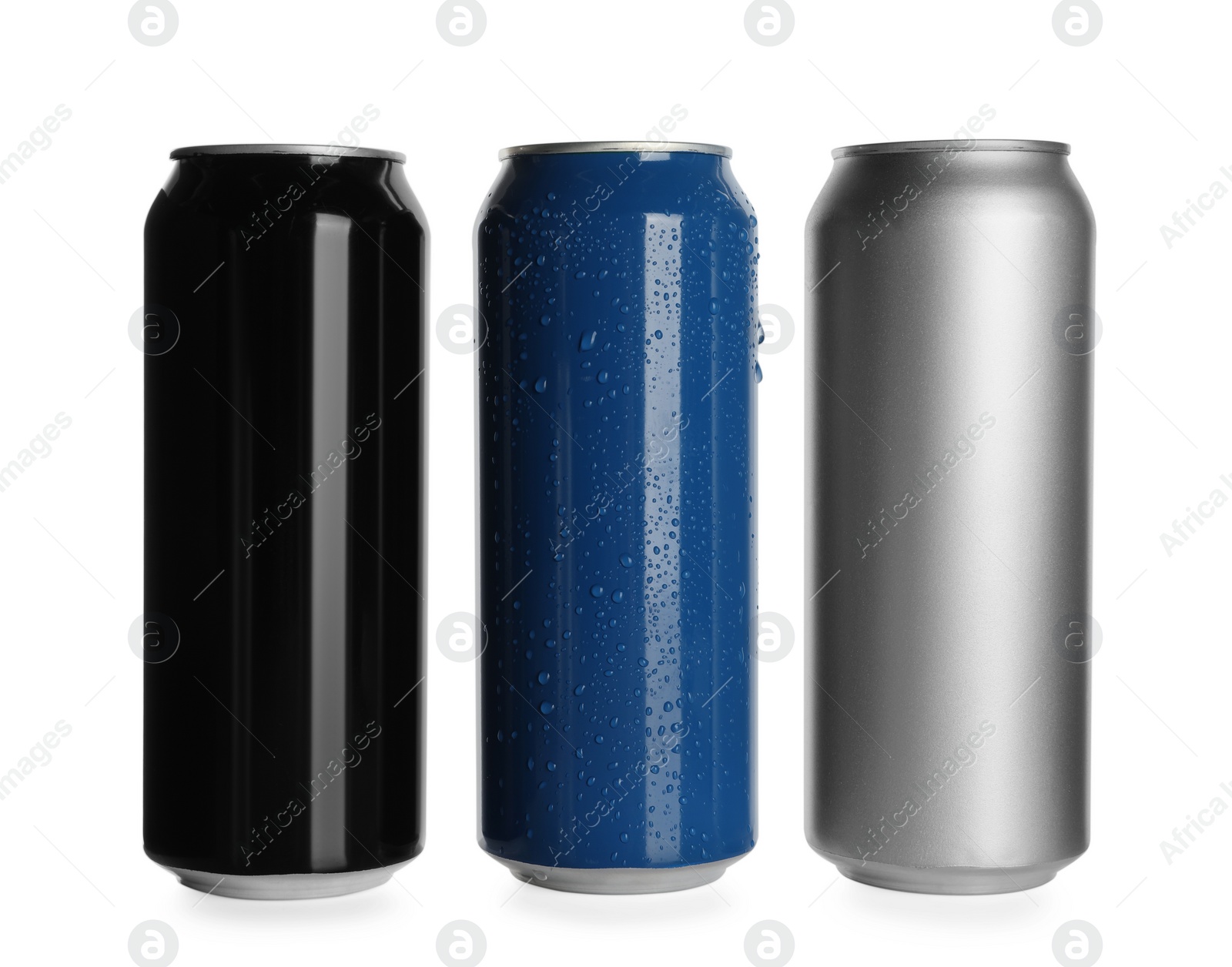 Photo of Aluminum cans on white background. Mockup for design