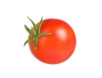 Photo of One ripe cherry tomato isolated on white