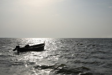 Beautiful view of motor boat in sea on sunny day