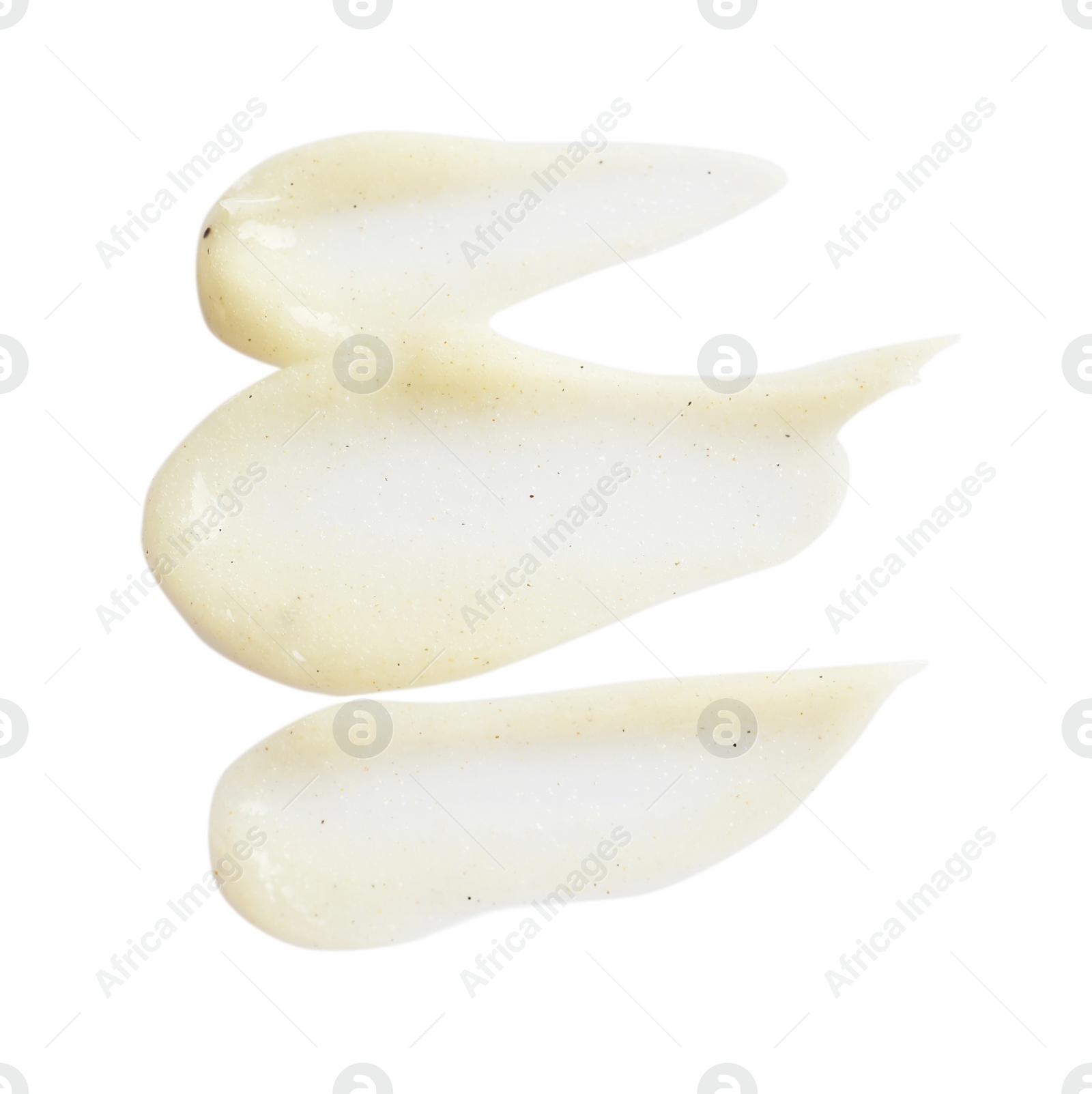 Photo of Samples of natural scrub on white background, top view