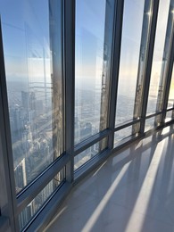 Dubai, United Arab Emirates - May 2, 2023: View on beautiful cityscape from Burj Khalifa