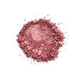 Photo of Crushed eye shadow on white background, top view