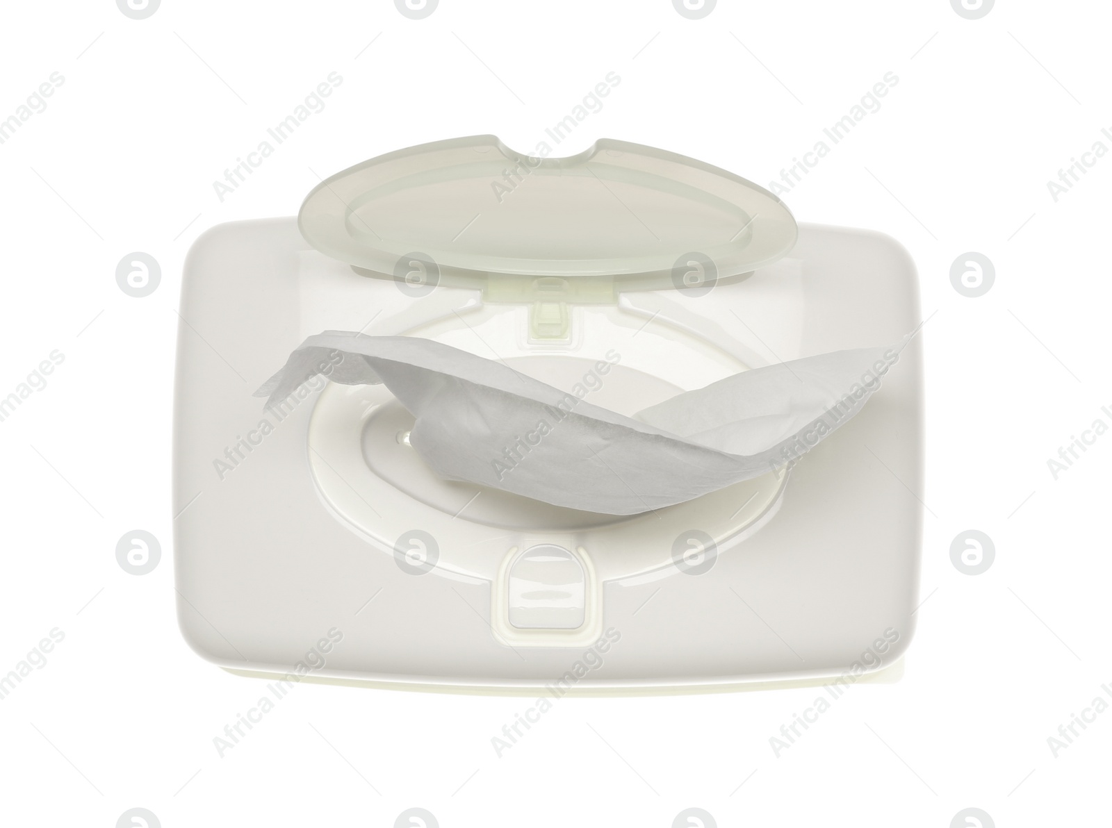 Photo of Holder with paper tissues isolated on white, top view