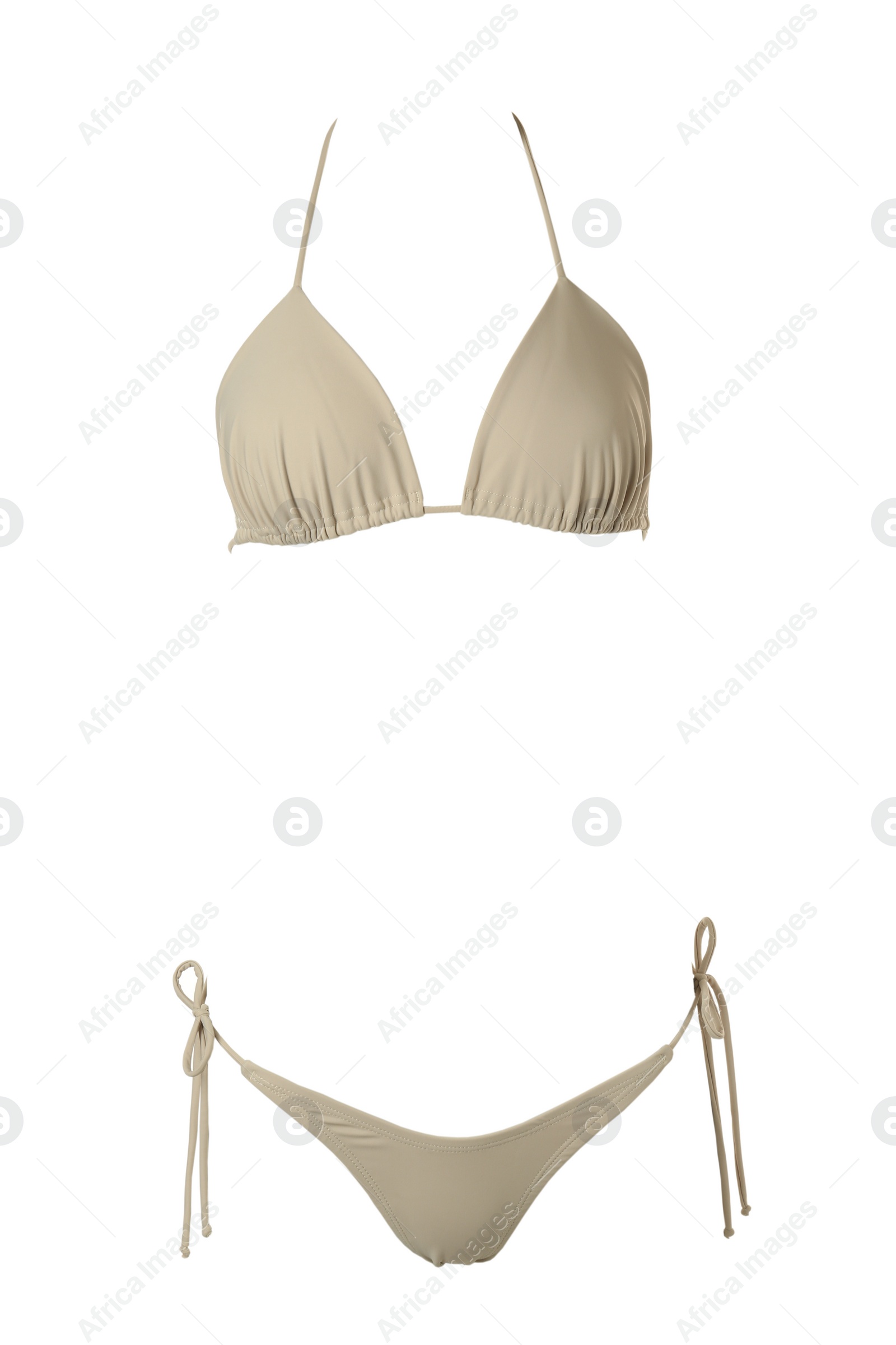 Image of Beautiful bikini isolated on white. Stylish swimsuit