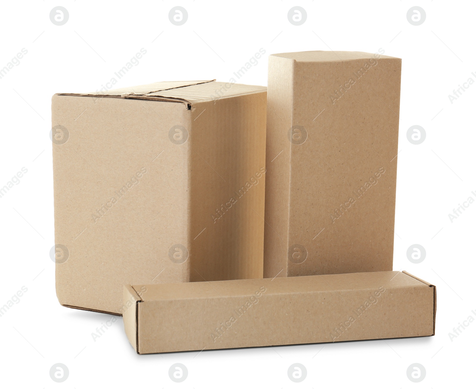 Photo of Cardboard boxes on white background