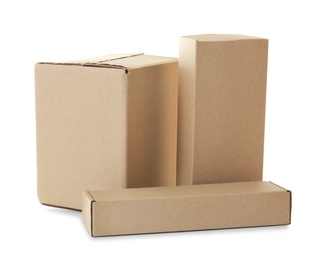 Cardboard boxes on white background