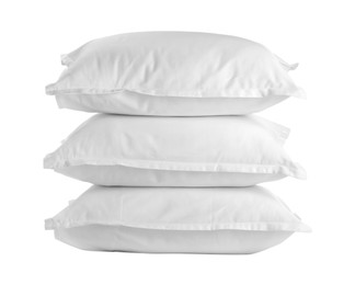 Photo of Stack of soft pillows isolated on white