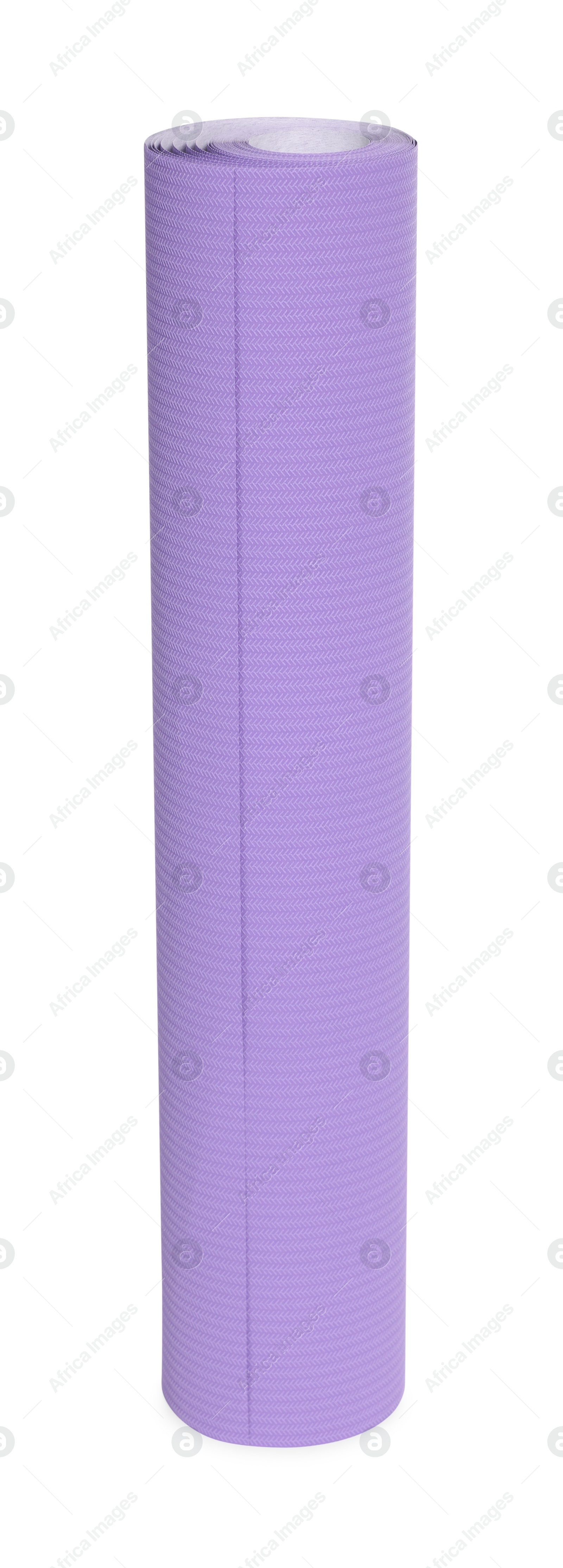 Photo of One purple wallpaper roll isolated on white