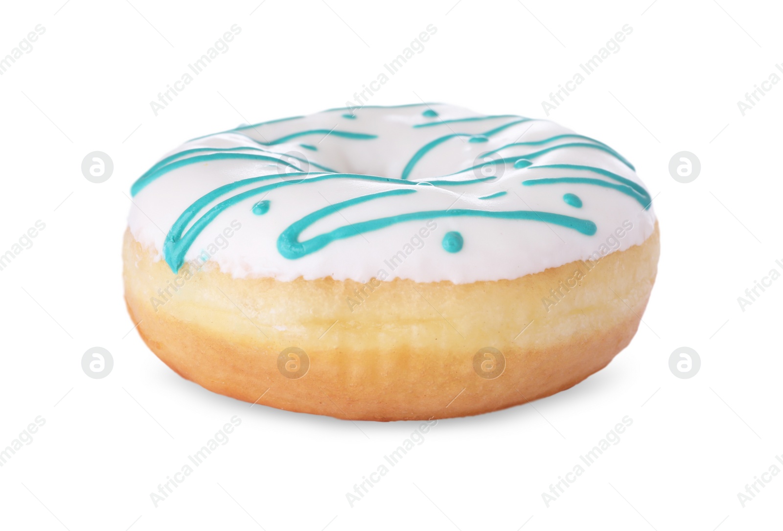 Photo of One tasty glazed donut isolated on white