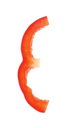 Photo of Slice of ripe red bell pepper on white background