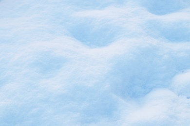 Photo of Beautiful snow as background, closeup view. Winter weather