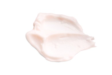 Photo of Sample of face cream on white background, top view