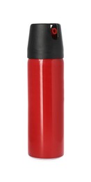 Photo of Bottle of gas pepper spray on white background