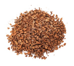 Photo of Pile of chicory granules isolated on white, top view