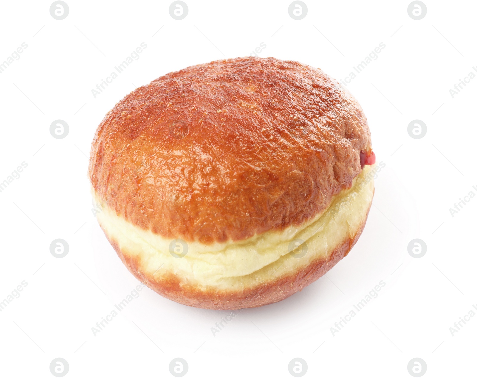 Photo of Tasty sweet donut isolated on white. Fresh pastry