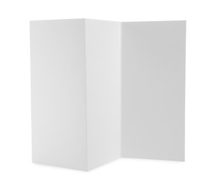 Photo of Blank paper brochure isolated on white. Mockup for design