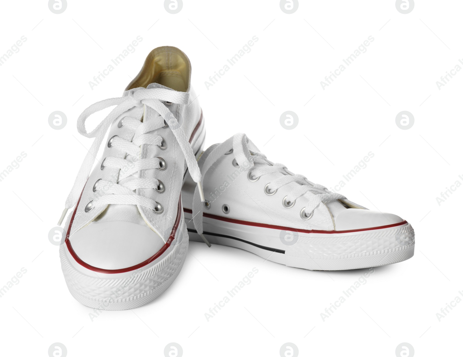 Photo of Pair of trendy sneakers isolated on white