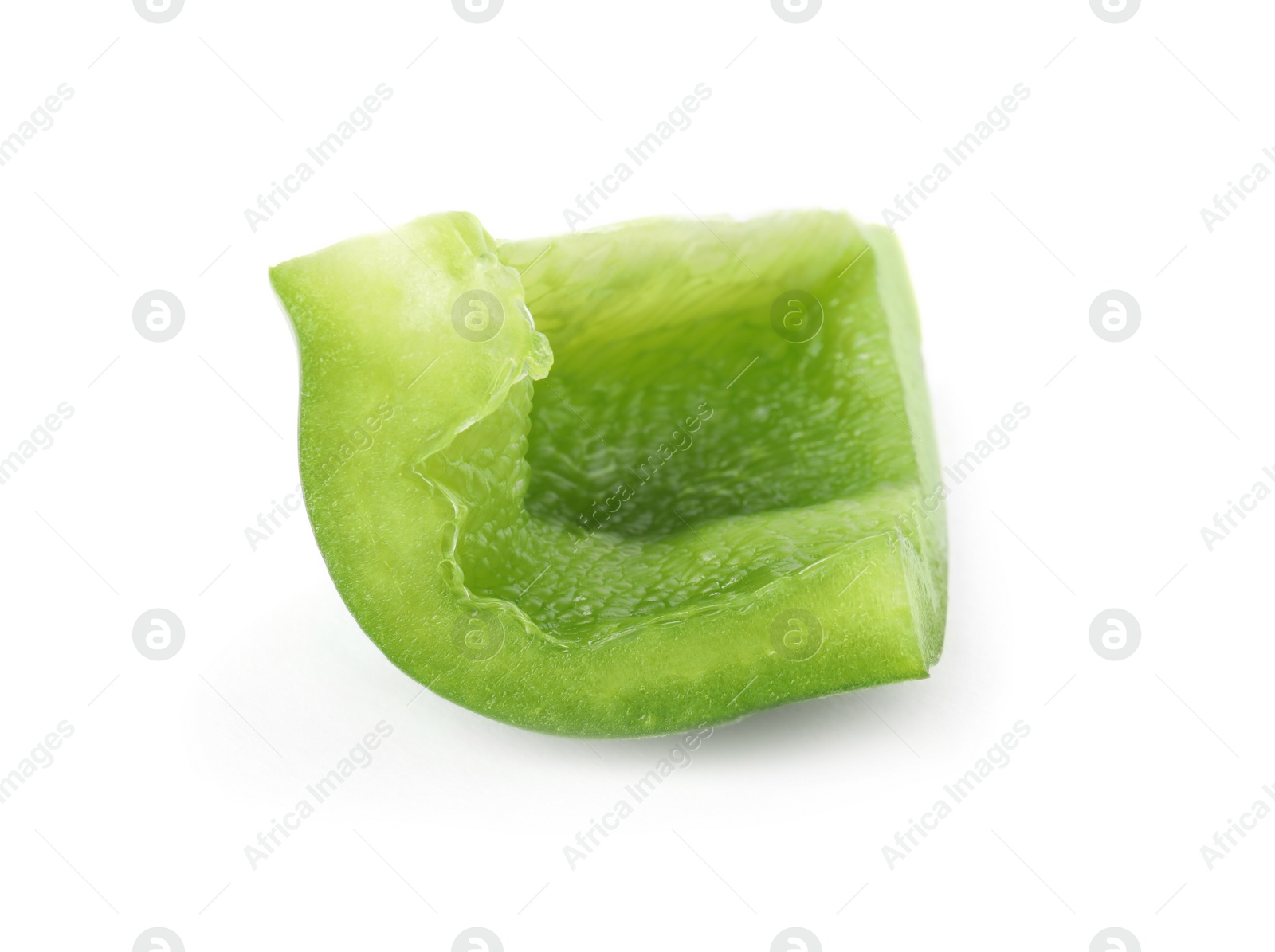 Photo of Slice of ripe paprika pepper on white background