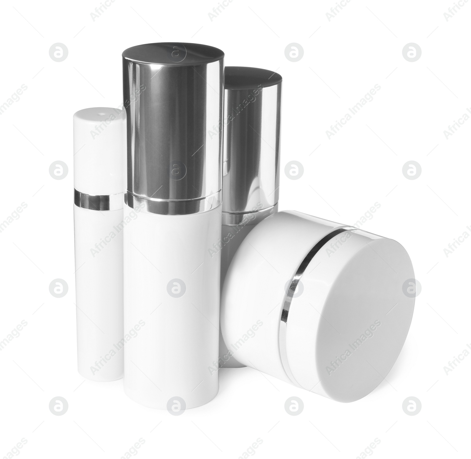 Photo of Set of luxury cosmetic products isolated on white